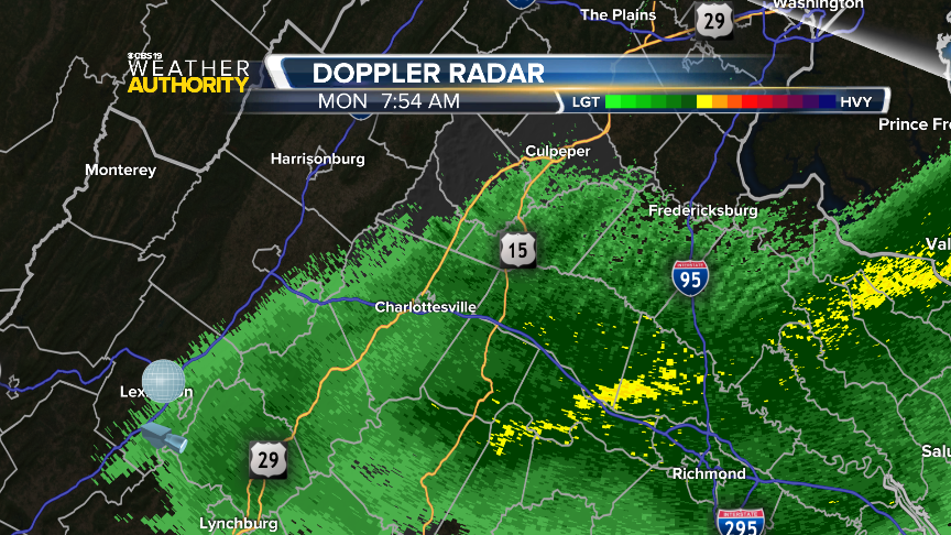 Some light rain continues to roll through the region. We'll be done with the rain by 10 AM and see a clearing sky after lunchtime. #vawx #Charlottesville
