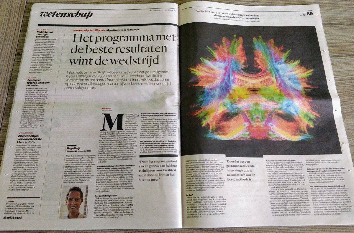 hjkuijf's tweet photo. Afgelopen weekend in het @parool en nu ook online, mijn interview door @jimfjansen over kunstmatige intelligentie in de radiologie bij het @UMCUtrecht @ISI_UMC @U_Hersencentrum Lees het hier: https://t.co/JXhSs5qdhC https://t.co/fZwcTxUOxU