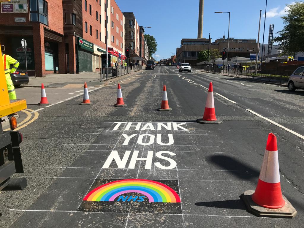 We've added a touch of colour to the roads by our @LivHospitals.

Thank you, <a href="/NHSuk/">NHS</a> for all you do.

#ThankYouNHS #StayHome #StayAtHomeSaveLives