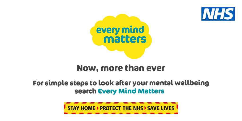 Now more than ever, Every Mind Matters. So to access an NHS Mind Plan, visit ow.ly/8Vmv50zh2Cv for extra support to help you deal with stress, boost your mood and help you feel on top of things. #everymindmatters #coronavirus #StayHomeSaveLives