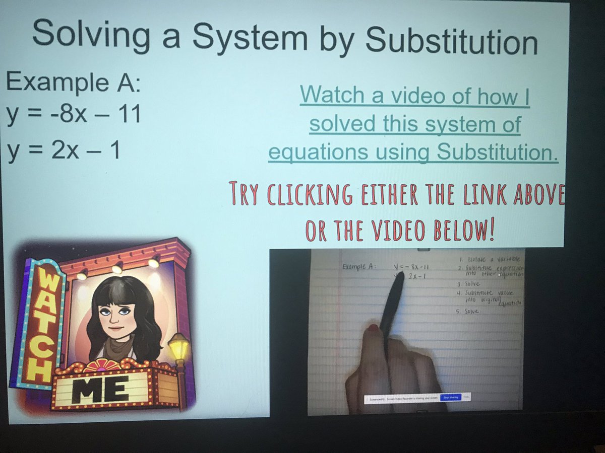 SharonD_Lilly's tweet photo. Some great instruction happening in 8th grade math online at @MtAiryMiddle! Ms. Chenoweth shows students how to work through problems and Ms. Ferguson explains new concepts through videos embedded in their Google Classrooms!  @CCPSk12 https://t.co/ipVl0h9vfE