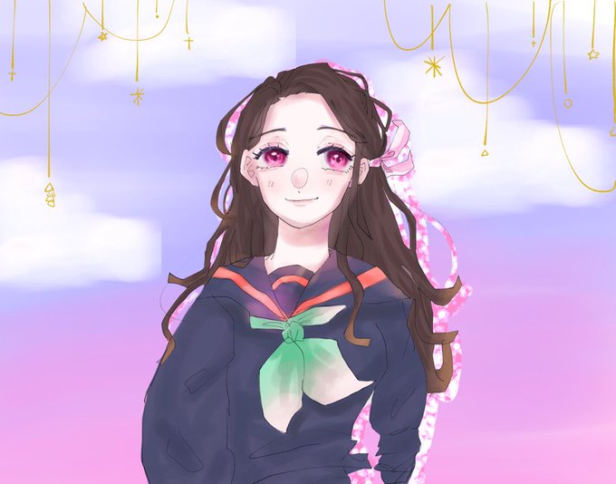 ありんちょ🐜さんがTwitterに投稿した竈門禰豆子(鬼滅の刃)のイラスト。