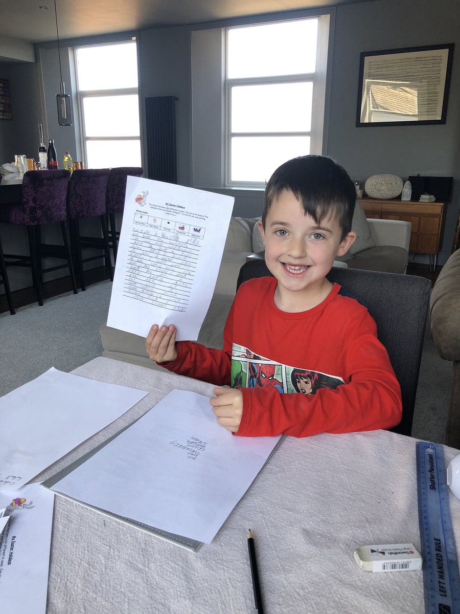 all_barre's tweet photo. @Y1Pont Leo writing about his Easter holidays this morning https://t.co/I30wQ2Xu0h