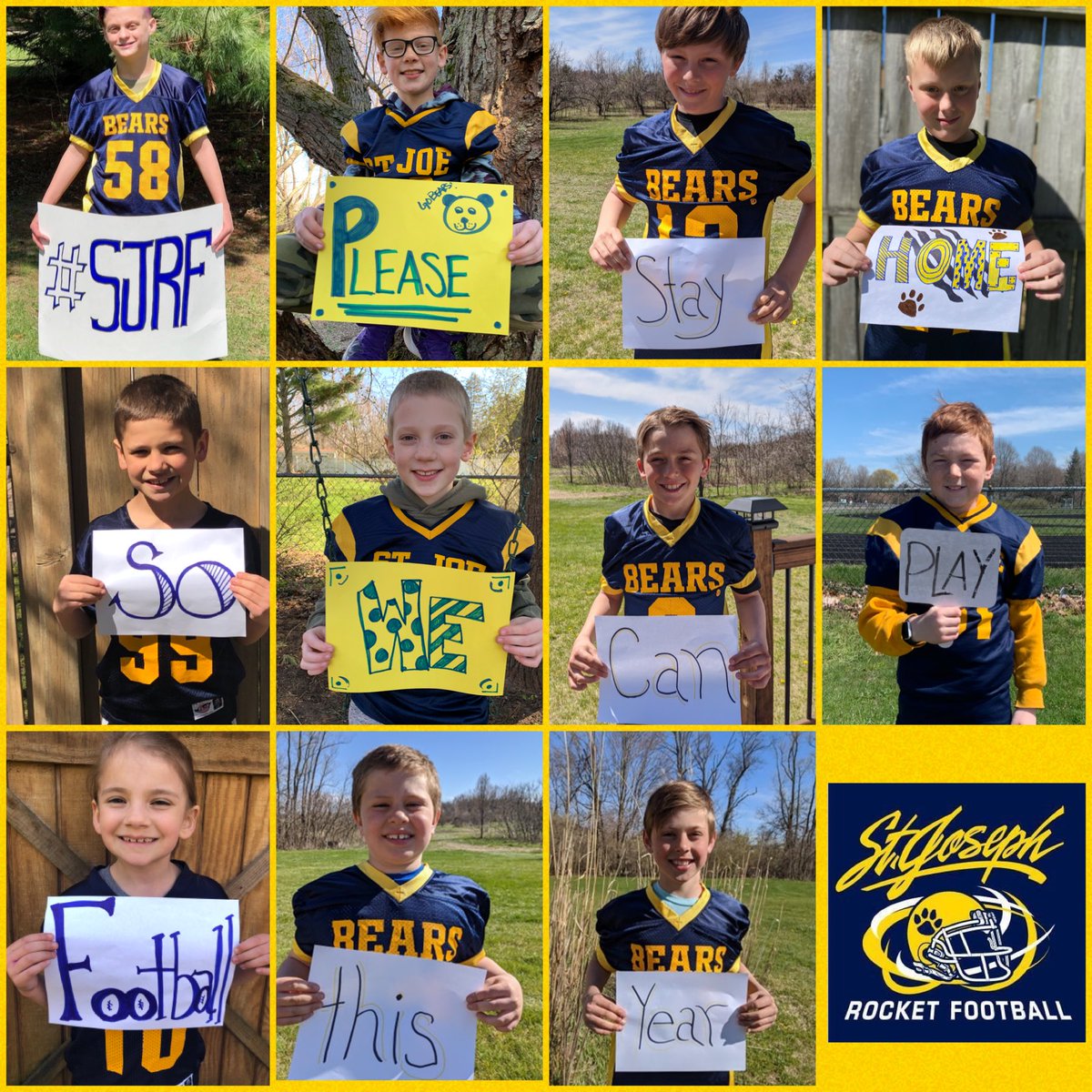 stjoerocketfb's tweet photo. Our players are optimistic that we will be on the field this fall 🐻🏈 #SJRF #StayHomeStaySafe https://t.co/CVMvsYWKab
