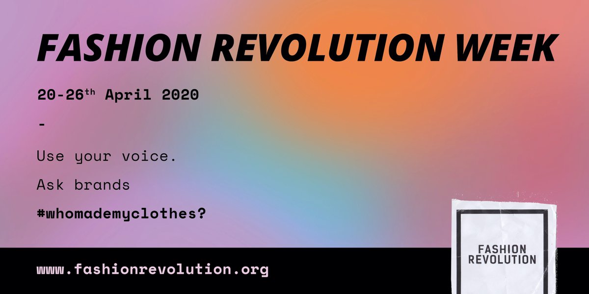 #FashionRevolution Week starts NOW. We’re kicking off the week by focusing today on the crisis of overconsumption and looking at solutions to make our clothes last longer - swap and share with one another and call on brands to take responsibility for the waste they create.