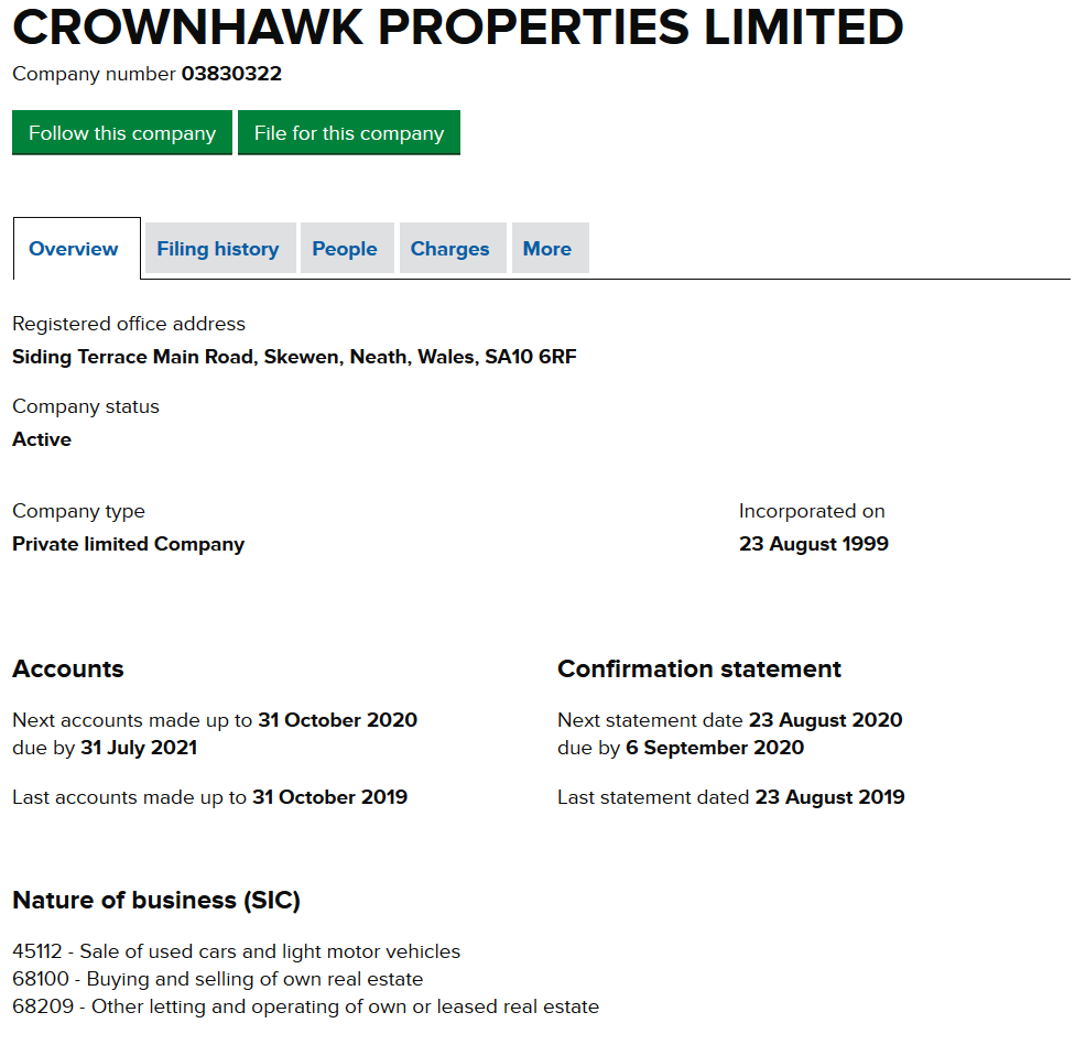 CROWNHAWK PROPERTIES Ltd donated £6,521.80 towards Keir Starmer’s leadership campaign for the Labour Party. The company is registered at a residential address and has no known website.Director: Joanne Mary Humphreys & Roderick Havard Lloyd