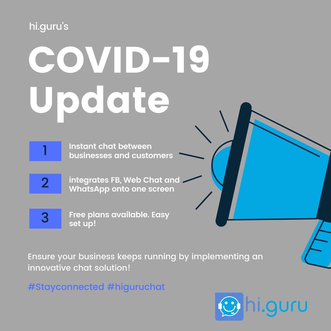 As #Covid19 drives social distancing within our communities, the need for businesses to communicate with staff &amp; customers via chat solutions has increased. Let us help your business with this exact need! Visit us at hi.guru
#Boostyourbusiness #higuruchat