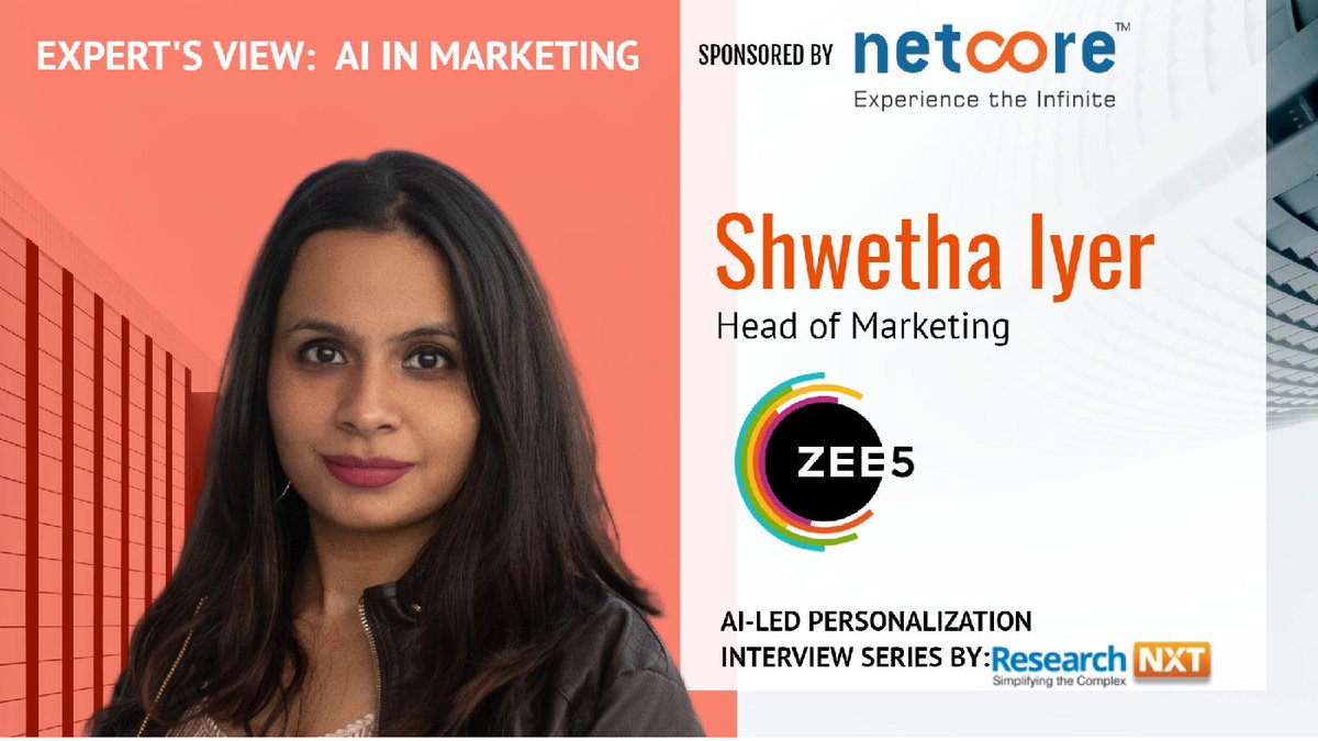 MartechWithMe's tweet photo. The use of #AI in #programmaticbuying of media intelligently is and will be an emerging trend. - Shwetha Iyer @BlueShwedShoes of @ZEE5India 
Find out how ZEE5 allows avenues for advertisers to leverage their Ad Suite features. @ResearchNXT 
https://t.co/DisryEITsJ https://t.co/7ti6Bay89w