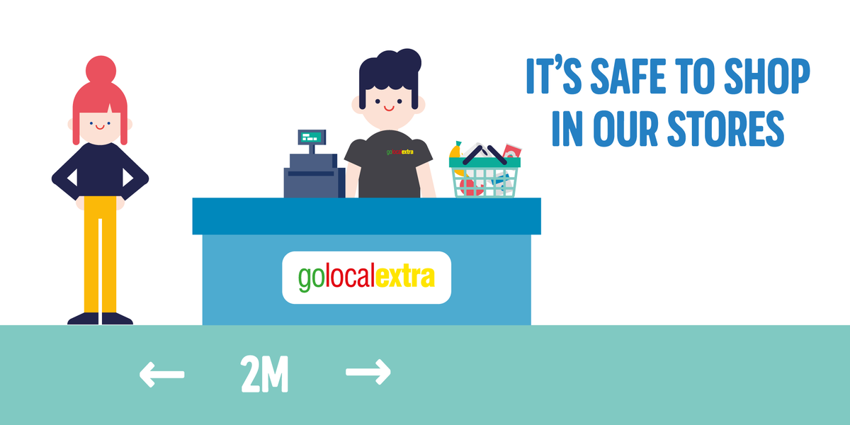 golocalextra's tweet photo. We’re doing everything we can to keep you safe in our stores, but we need your help too. Please keep a distance of 2 metres between you and other people - it’s important for everyone's health and safety!

#golocalextra #withyouforyou #socialdistancing https://t.co/xx2DKJcjZ7