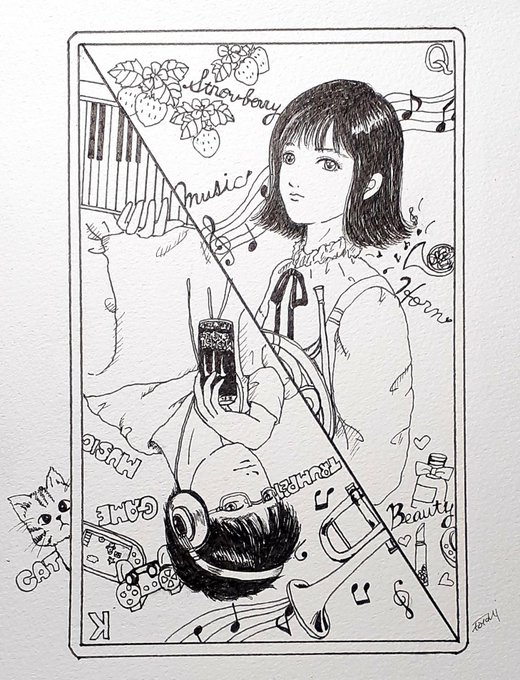 たまには、こんな絵も?ペン入れた?️
#イラスト好きな人と繋がりたい 
#イラスト 
#アナログ絵師さんと繋がりたい
#絵描きさんとつながりたい 
#私の絵柄が好みって人にフォローされたい
#吹奏楽 
#芸術同盟 