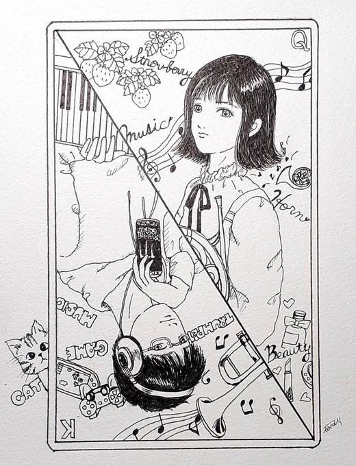 たまには、こんな絵も?ペン入れた?️
#イラスト好きな人と繋がりたい 
#イラスト 
#アナログ絵師さんと繋がりたい
#絵描きさんとつながりたい 
#私の絵柄が好みって人にフォローされたい
#吹奏楽 
#芸術同盟 