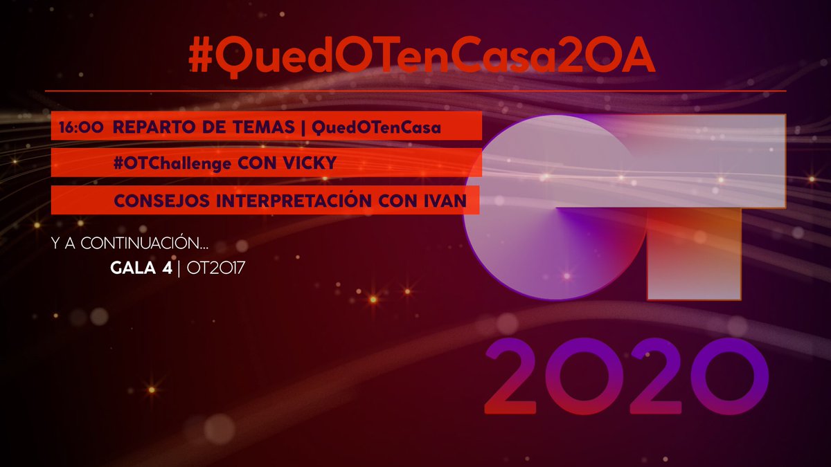 OT_Oficial's tweet photo. 👋🏻🤓 ¡Buenos días a todxs! Esperamos que estéis con las pilas 🔋 bien cargadas para disfrutar de todo lo que os hemos preparado 🔥 A las 16h, QUINTO REPARTO DE TEMAS de #QuedOTEnCasa20A 🎶  con @NoemiGaleraN, @vickygom3z e @ivanlabanda 👏🏻 https://t.co/bFfmTxbcvK