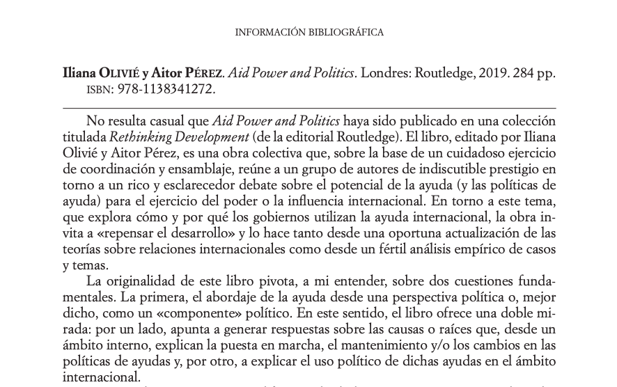 iolivie's tweet photo. Muchas gracias @pmarenghi @iberoame por una generosísima reseña de nuestro libro Aid power and politics en el último número de América Latina Hoy.
https://t.co/URK5yaMU4r
#AidPower https://t.co/MSzkYVadxy