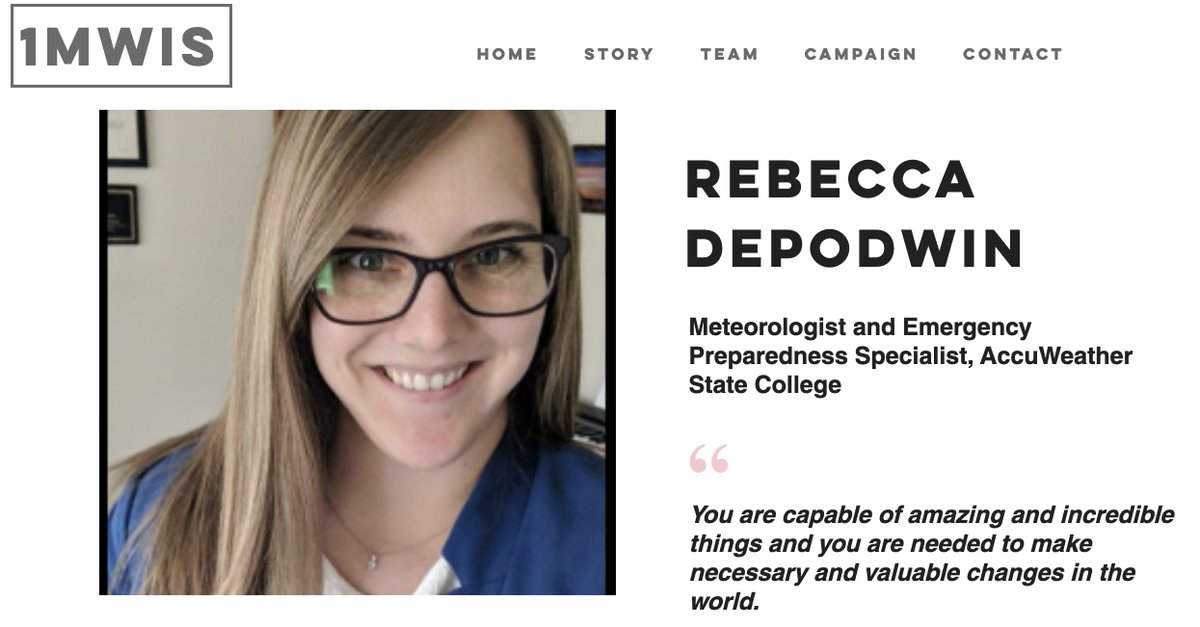 THREAD 1/51 HERE WE GO! We welcome Rebecca DePodwin- metereologist & emergency preparedness specialist -who integrates her love for weather with desire to impact people. Oh& she's won awards for science work & mental healthy advocacy!Ft & thx  @wx_becks http://1mwis.com/profiles/rebecca-depodwin