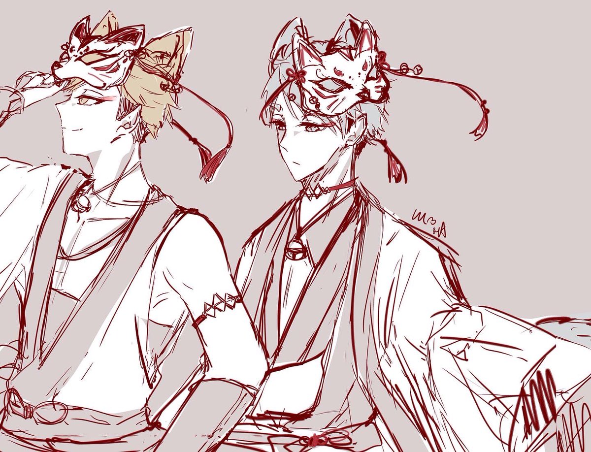 や E N Pa Twitter I Really Like Fox Masks Miya Twins Going Through Google For Them Was Chefs Kiss Look At Them Eating They Re So Happy ಥ ಥ Wip Haikyuu Au