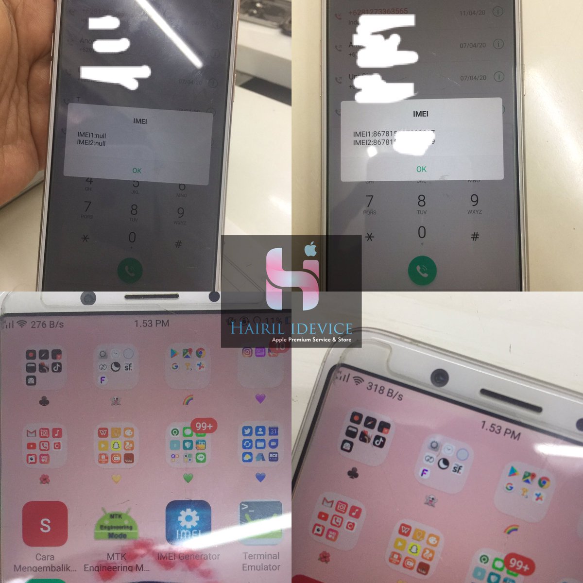 HairilIdevice's tweet image. Android repair Oppo f5 done. Kasus logo sinyal dan imei hilang #hairilidevice #serviceandroid #serviceiphone