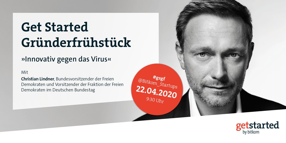 "Innovativ gegen das Virus" heißt es diese Woche beim digitalen Gründerfrühstück von <a href="/Bitkom_Startup/">Get Started</a> mit <a href="/c_lindner/">Christian Lindner</a>, <a href="/JungerKatharina/">Katharina Jünger</a> von <a href="/TeleClinic_GmbH/">Teleclinic</a> &amp; unserer COO <a href="/Vero_Nika9/">Veronika Schweighart</a>. Jetzt anmelden: hubs.ly/H0pFlQB0 #COVID19 #Coronavirus #Bitkom #Startups