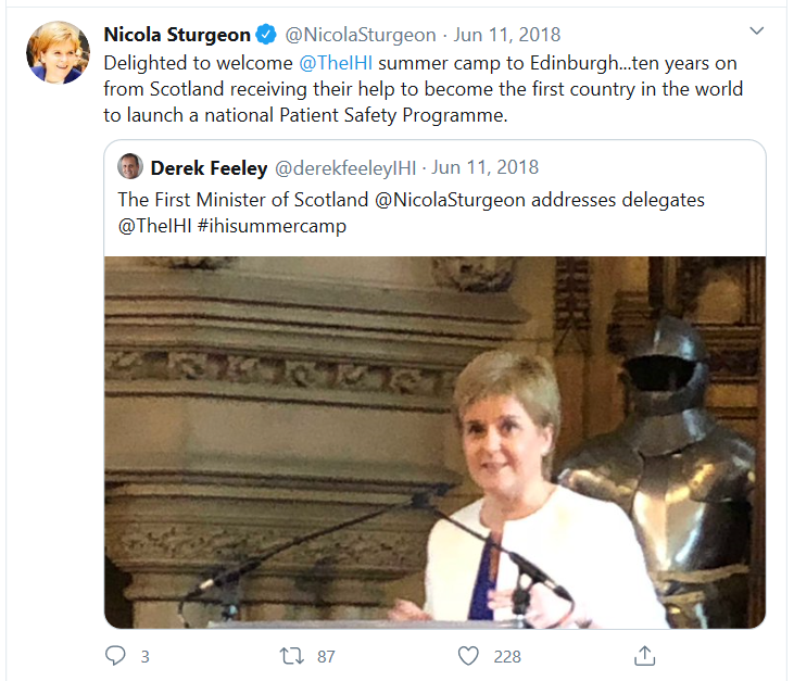 So, it's all a bit of a love-in with the Nicola "No NHS Privatisation" Sturgeon, IHI, their Chief Exec and their Senior Fellow...6/6