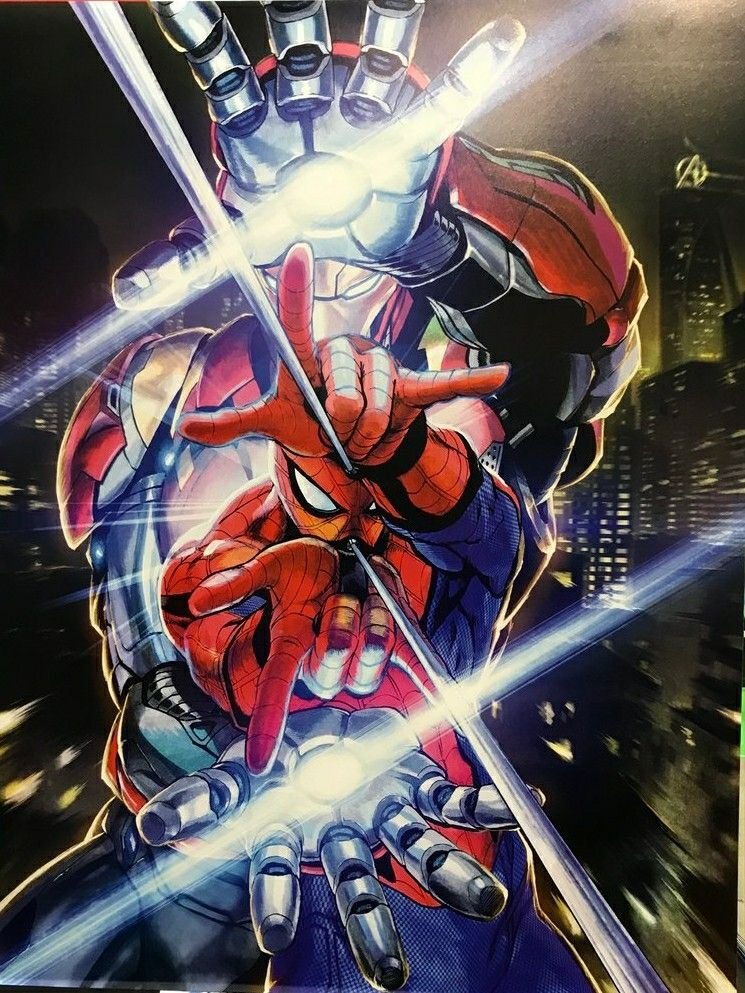 SpiderMan et IronMan dessinés par Yusuke Murata (OnePunchMan, Eyeshield21...)