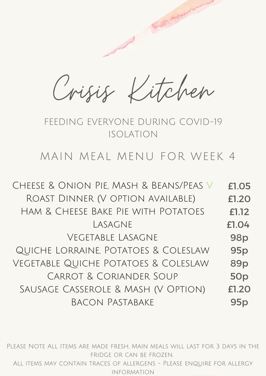CrisisKitchen's tweet photo. This weeks Menu! 

Orders deadlines:
Tuesday 10pm for Thursday Deliveries
Friday 10pm for Sunday Deliveries

#DoingGoodThroughFood #Covid_19 #CommunityCare #Ashford https://t.co/1dW8LfJaQn