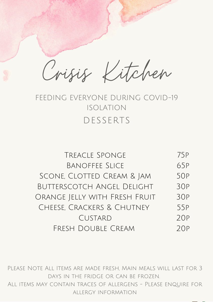 CrisisKitchen's tweet photo. This weeks Menu! 

Orders deadlines:
Tuesday 10pm for Thursday Deliveries
Friday 10pm for Sunday Deliveries

#DoingGoodThroughFood #Covid_19 #CommunityCare #Ashford https://t.co/1dW8LfJaQn