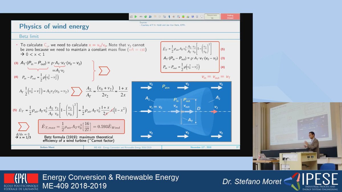 10/ Day8:  #Power from the flows of nature:  #wind  #energy. Lecture content:- What is wind energy? Resource & potential-  #Physics: key equations, Betz limit- Wind Turbines:  #electricity production   #onlinelearning  #energytransition  #energytwitter 