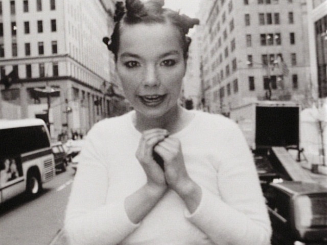 Big Time Sensuality (1993)Shot in black and white and features Björk dancing on the back of a moving truck slowly driving through New York City in the middle of the day. The video uses film effects like slow motion and fast motion.