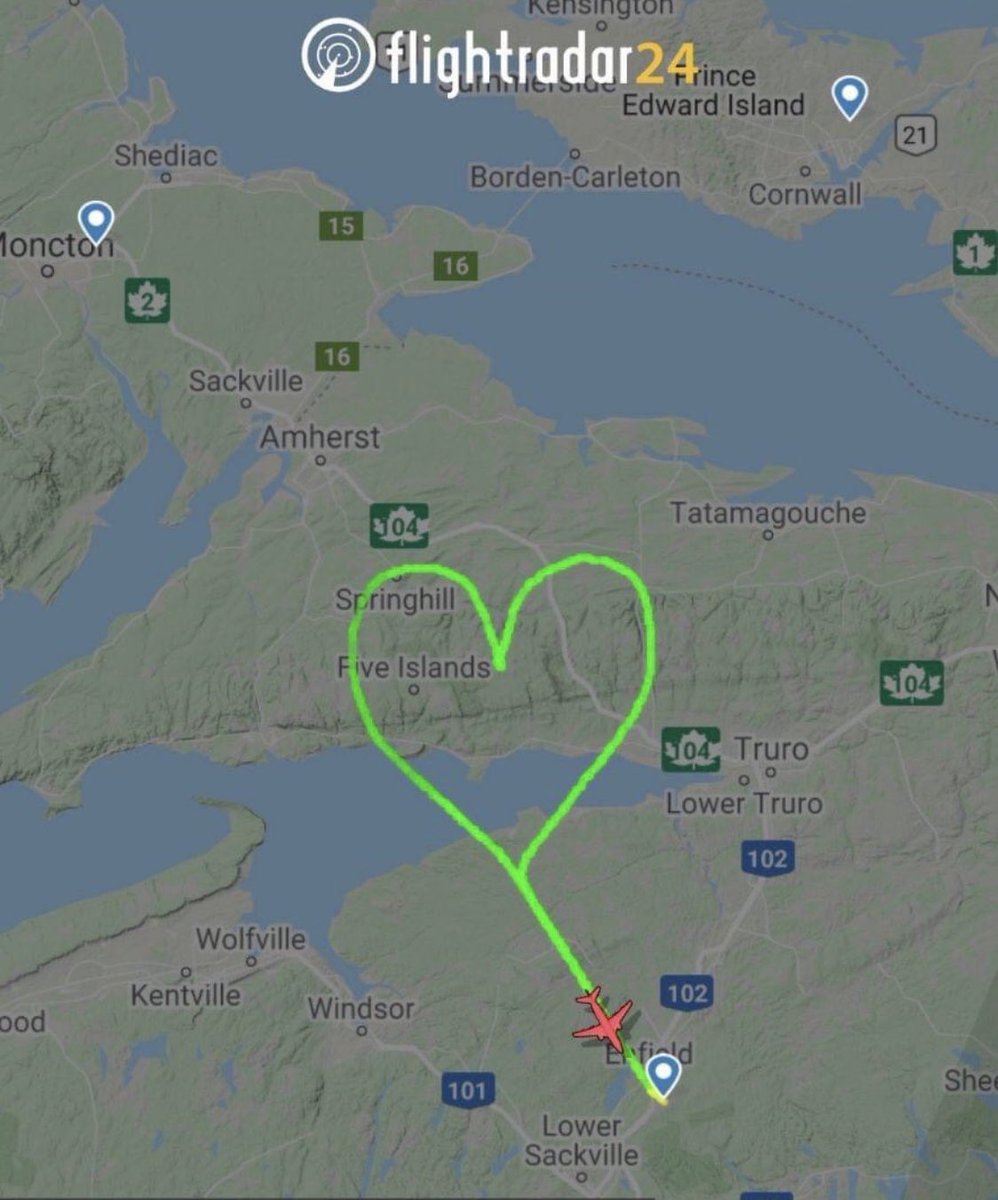 A plane flew in a heart shape over the Portapique area last night. 

❤️ #NovaScotiaStrong #C100Mornings