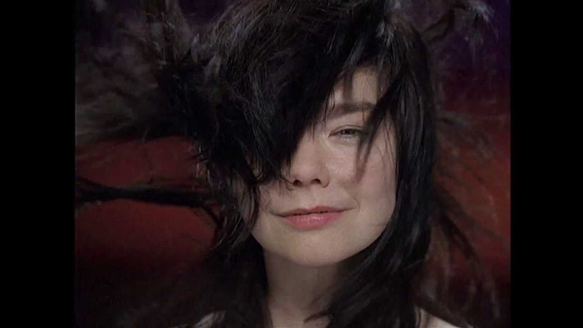 Hidden Place (2001)The video consists of close-up shots panning around Björk's face, as fluids flow in and out of her facial orifices.