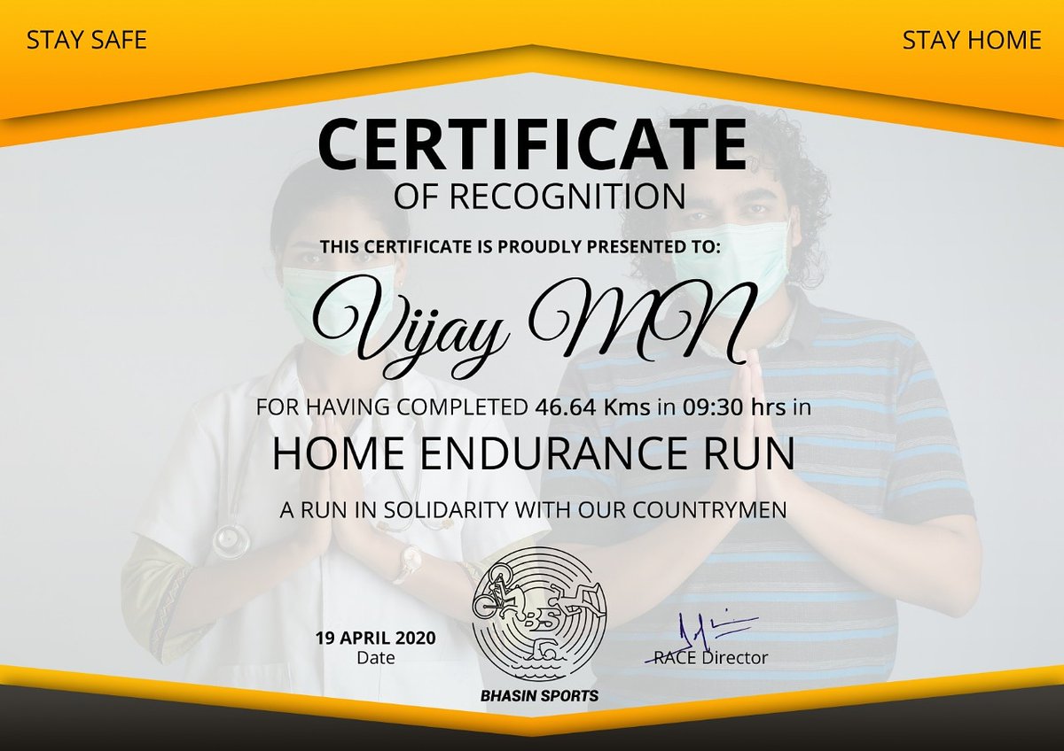 vijaymn10's tweet photo. Home Endurance Run for solidarity with countrymen on 19th April 6 AM to 6 PM

Stay home, stay safe , stay fit
@adeccoin
@Win4Youth
#win4youthalumniproud 
#wearewin4youth https://t.co/mBLrVDk8xq