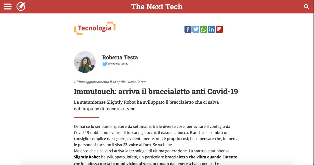 RobertaTesta_'s tweet photo. La tecnologia si occupa sempre più di Covid, lo abbiamo notato. Ed ora, dagli Stati Uniti, arriva l'idea di un braccialetto che ci dovrebbe salvare dal contagio.

Come? 
Trovate tutto nel mio articolo su @startup_italia! ⤵️
#coronavirus  

https://t.co/hsxuhOQHsm https://t.co/cqLYHP90X2