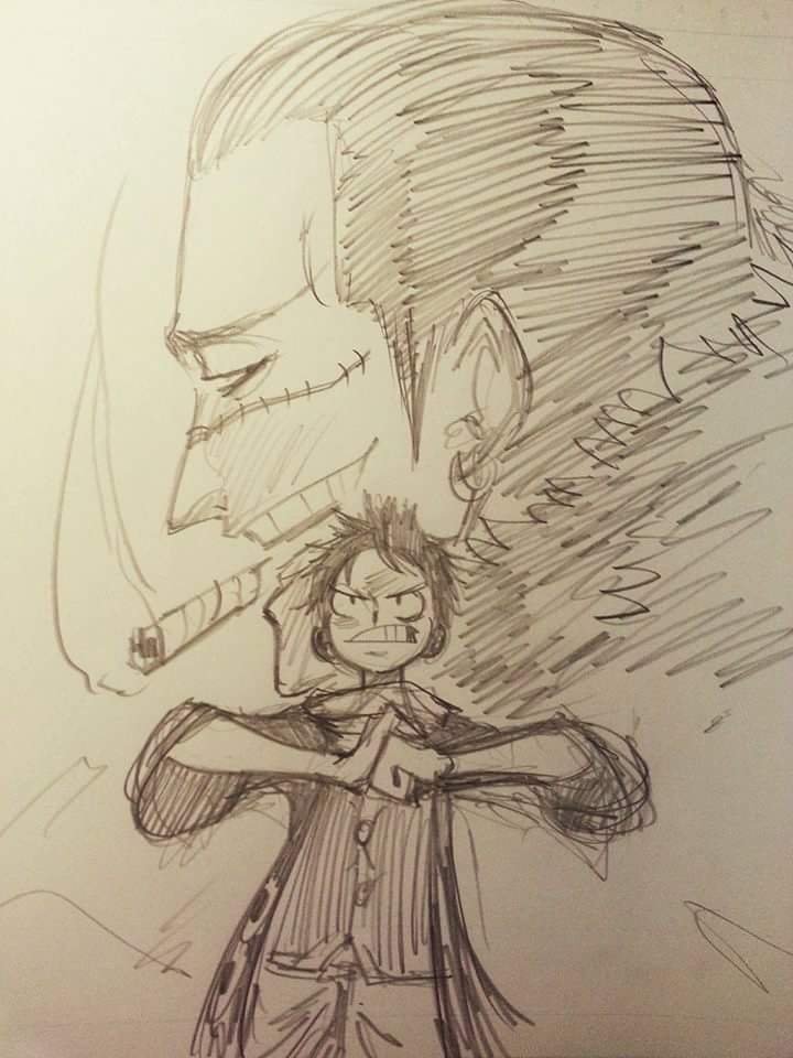 Luffy & Crocodile (OnePiece) dessinés par Reno Lemaire (DreamLand)