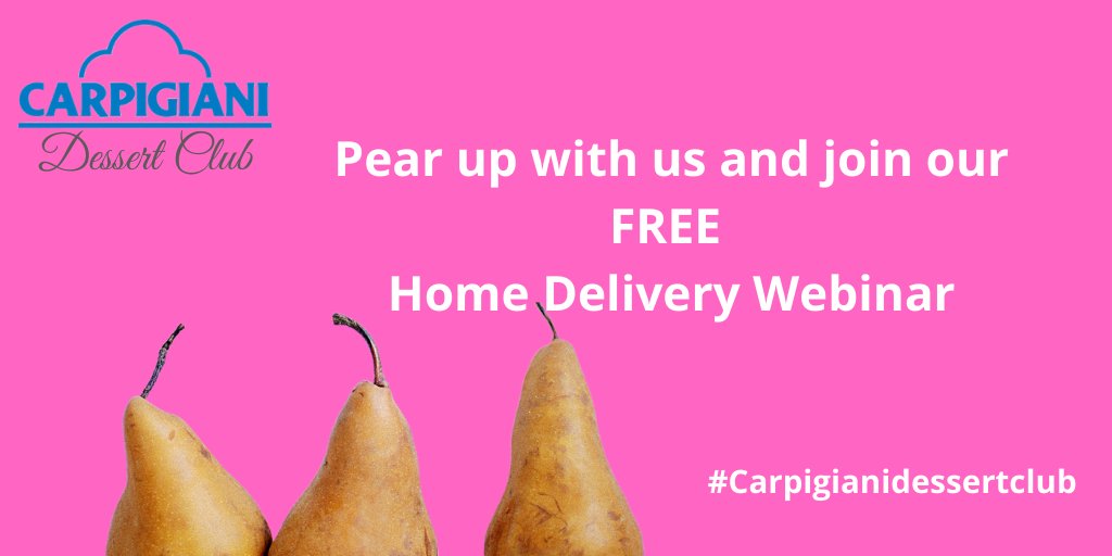 Why not pear up with us this Thursday 11am for our very first #CarpigianiDessertClub webinar… Home Delivery Gelato… #Gelato #CarpigianiDessertClub ow.ly/yA2z50ziIfd
