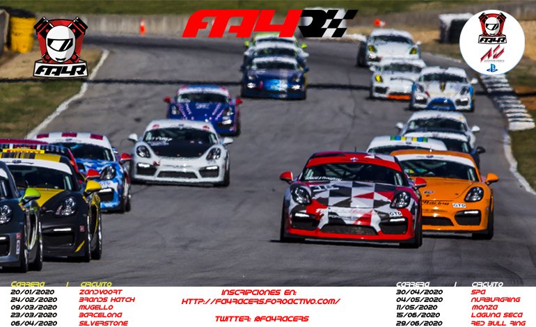 Hoy carrera con el simulador de PS4 Assetto Corsa, toca Spa. Suerte a todos los pilotos participantes!!! 24 vueltas de infarto con el Porsche Cayman GT4 clubsport os esperan!!!💪💪💪 https://t.co/rYtZmctQsd