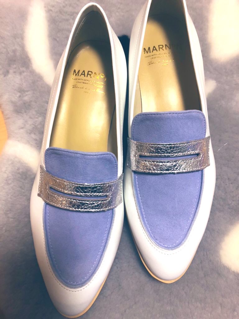 nakachi1217's tweet image. 世界に１つのオーダーシューズ届いた😍💓
ベースの形から革の素材、色まで細かく指定できるから1時間近く悩んで決めたデザイン✨結局この色合いに落ち着く😂❄️
早くこれ履いてお出かけしたいよー😂💓
#MARNON #オーダーシューズ