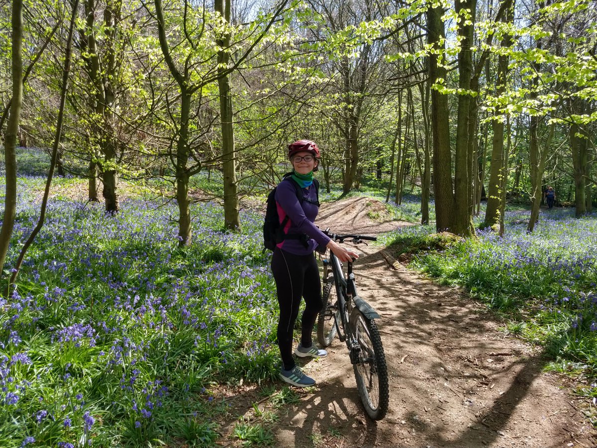 NicolaMinchell's tweet photo. Bluebells are out in force already! Lucky to be able to cycle to the woods yesterday for my Birthday daily activity https://t.co/qYrUNbXjzq