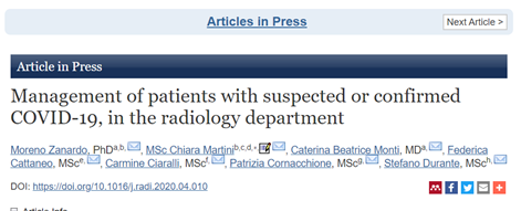 RadiographyJour's tweet photo. Published today, article in press: Management of patients with suspected or confirmed COVID-19, in the radiology department https://t.co/8W9zjYQ0BB #COVID19 https://t.co/D2Ep0EtQbT