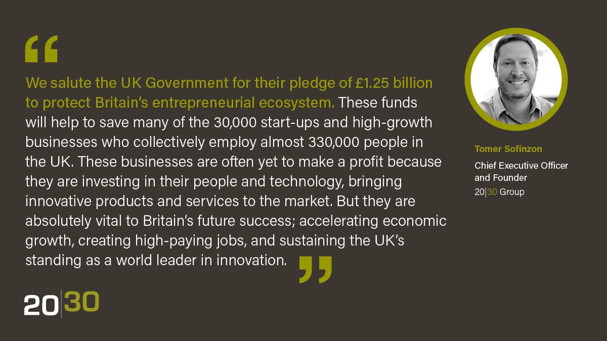 2030Group's tweet photo. We salute the UK Government for their pledge of £1.25 billion to protect Britain’s entrepreneurial ecosystem. Statement from our Founder and CEO Tomer Sofinzon.

Link to the UK Government announcement: 

https://t.co/qjQj0Q2o64 #blockchain #startups #innovation https://t.co/NfRm4ejinx