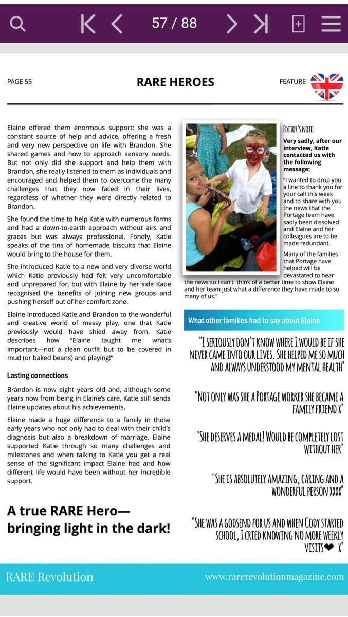 DrKatieFinch's tweet photo. Such a great feeling getting a piece published about someone who helped us through so much #RAREHeroes #BornatRightTime #rarechromo #disabilityawareness #medicallycomplex   #sensoryprocessingdisorder #specialneeds #SpecialNeedsParent #specialneedsfamily https://t.co/V1M8l4CjX9