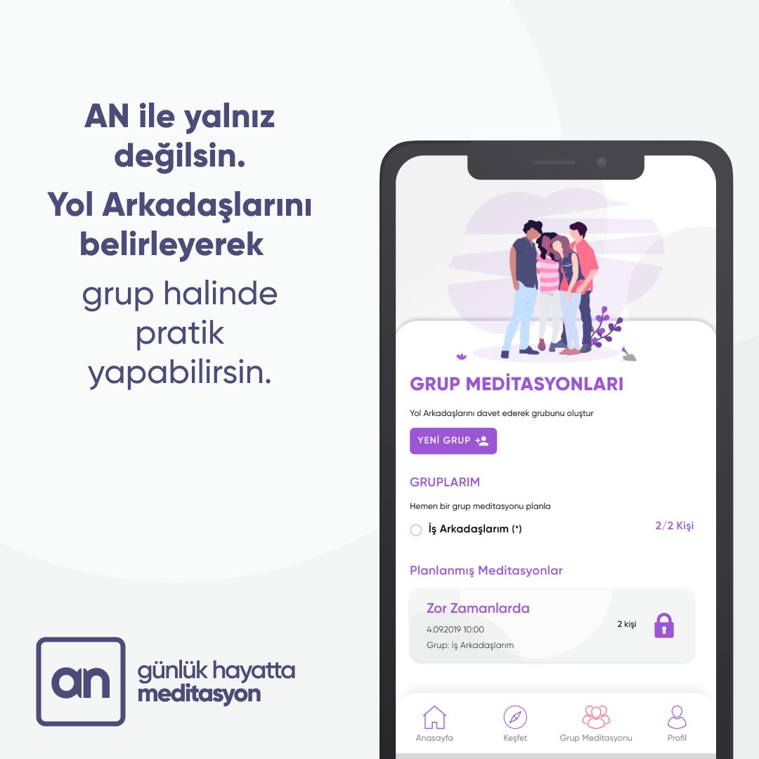 Sosyal Mesafe ile evde kaldığımız günlerde, yalnız kalmak zorunda değiliz. AN'ın Grup Özelliği sayesinde, arkadaşlarınla meditasyon yapabilirsin 
ow.ly/QJ1450zicPR
#evdekal #meditasyonyap #anapp #meditasyon #covid_19 #sağlıklakal #mindfulness #heranyanında #anıntadınıçıkar