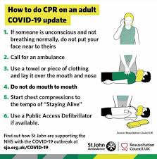 firstaidangels's tweet photo. How to safely administer CPR during Coronavirus - by the Resuscitation Council.   https://t.co/Mz9uHaTwNX - https://t.co/ogJjwPEbWs