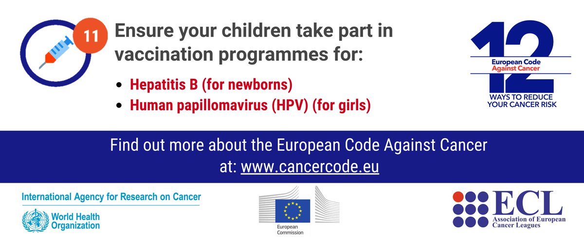💉It's #EuropeanImmunisationWeek➡️bit.ly/2xK96M7

#DYK that nearly one-fifth of all #cancers in the world are caused by infectious agents?

💉#VaccinesWork against HBV &amp; #HPV types that cause the majority of #cervical cancers!

#ImmunizeEurope #protectedtogether