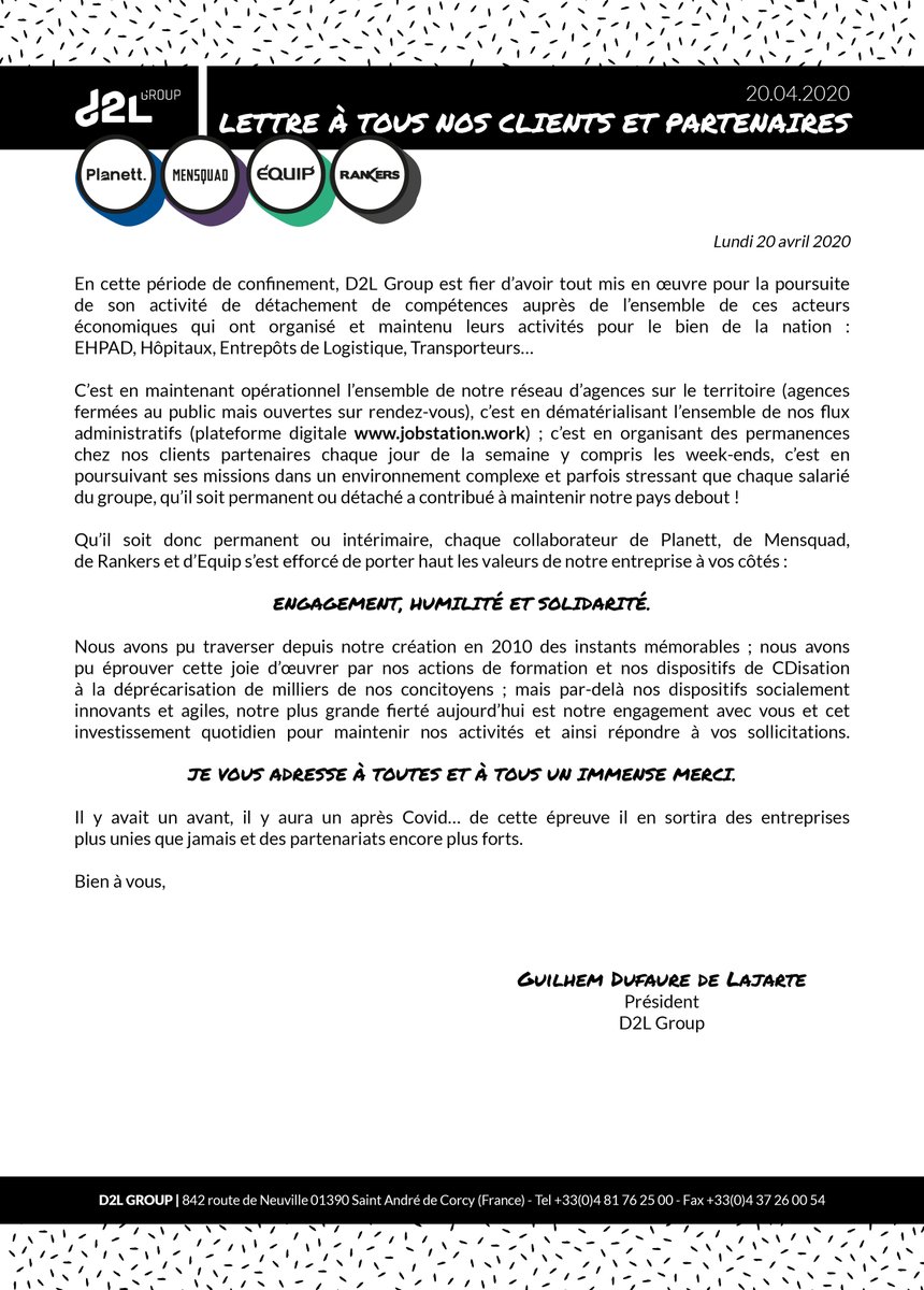 D2Lgroup's tweet photo. LETTRE À TOUS NOS CLIENTS ET PARTENAIRES ✍️
#merci https://t.co/YpRvQWzrnJ