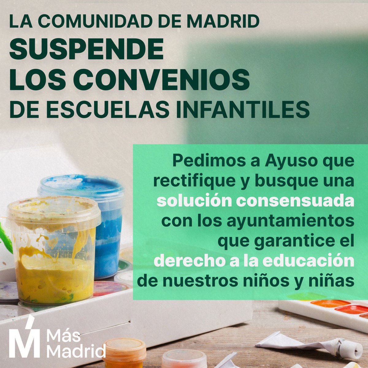 Lo que está haciendo la comunidad con los convenios de educación infantil no es serio. Tiene que escuchar a los ayuntamientos y garantizar los servicios.