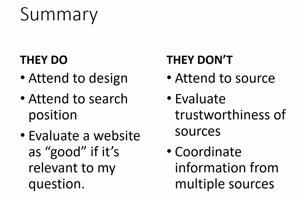 DoWise's tweet image. What students (and adults) tend to do and not do when searching for information online #rEDHome