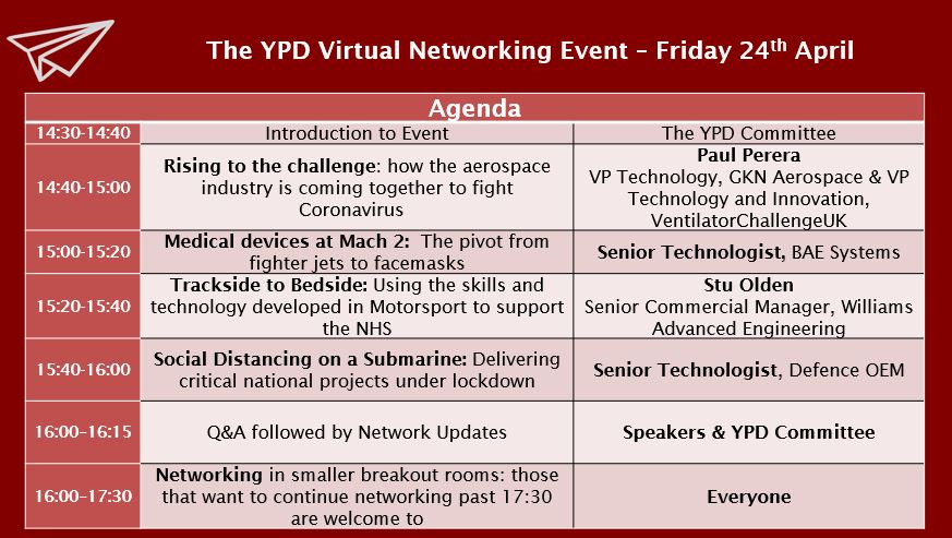 YPDNetwork's tweet photo. We are excited to share the agenda for our free virtual event this Friday. Join us in bringing together new professionals across the industry for a line up of amazing speakers discussing their response to Covid-19. There is still space so sign up here: https://t.co/07KglKTv4e https://t.co/sVD2oUNTG5