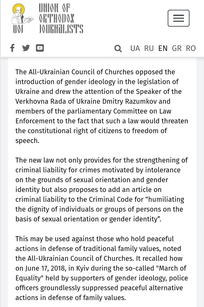 They take specific exception to the clauses which would make it illegal to humiliate the dignity of people or groups of people on the basis of their sexual orientation or gender identity.