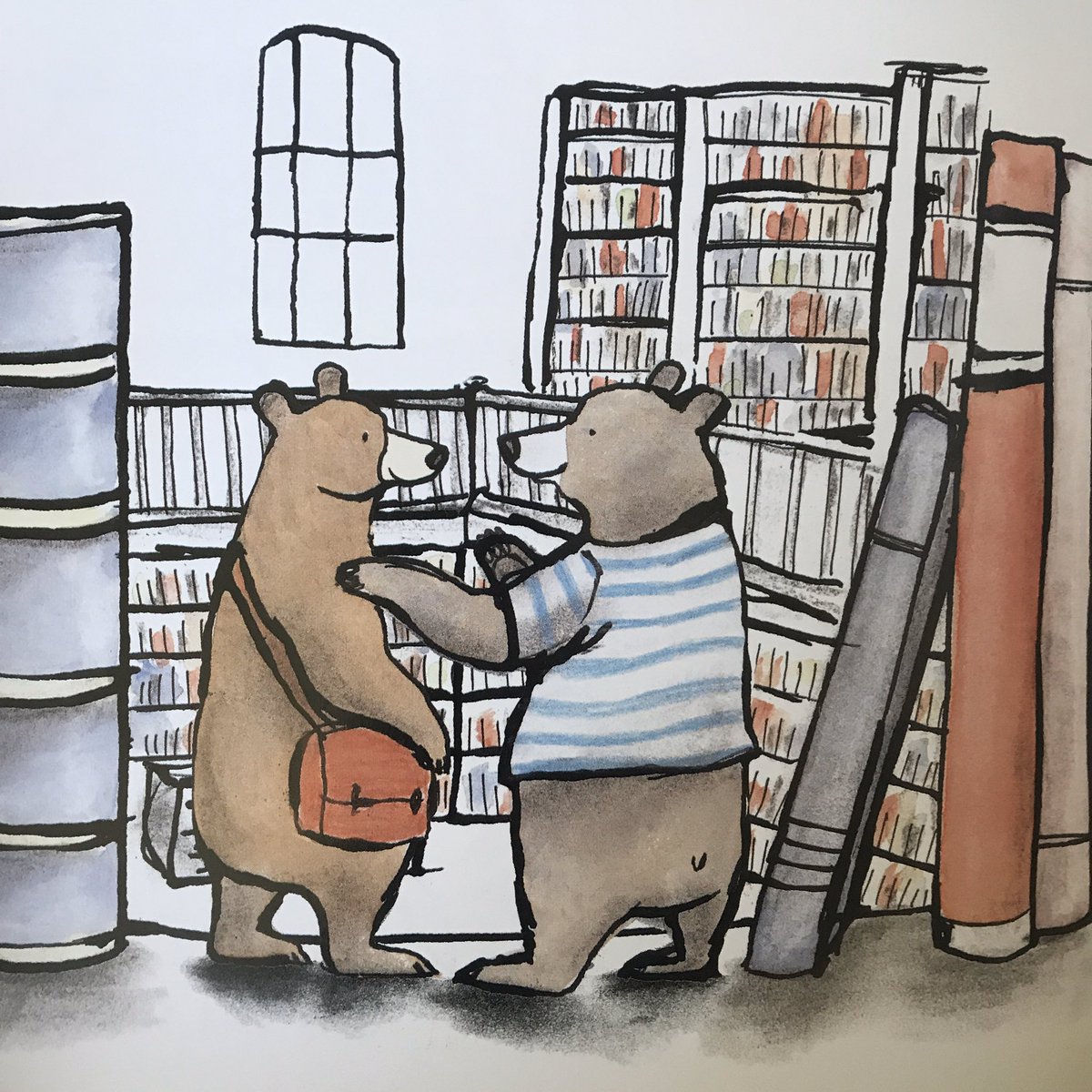Coffee break is over! Next: where might books go after they are made? One option is a library (obviously). Libraries range from the grand...  #booksinchildrensbooks