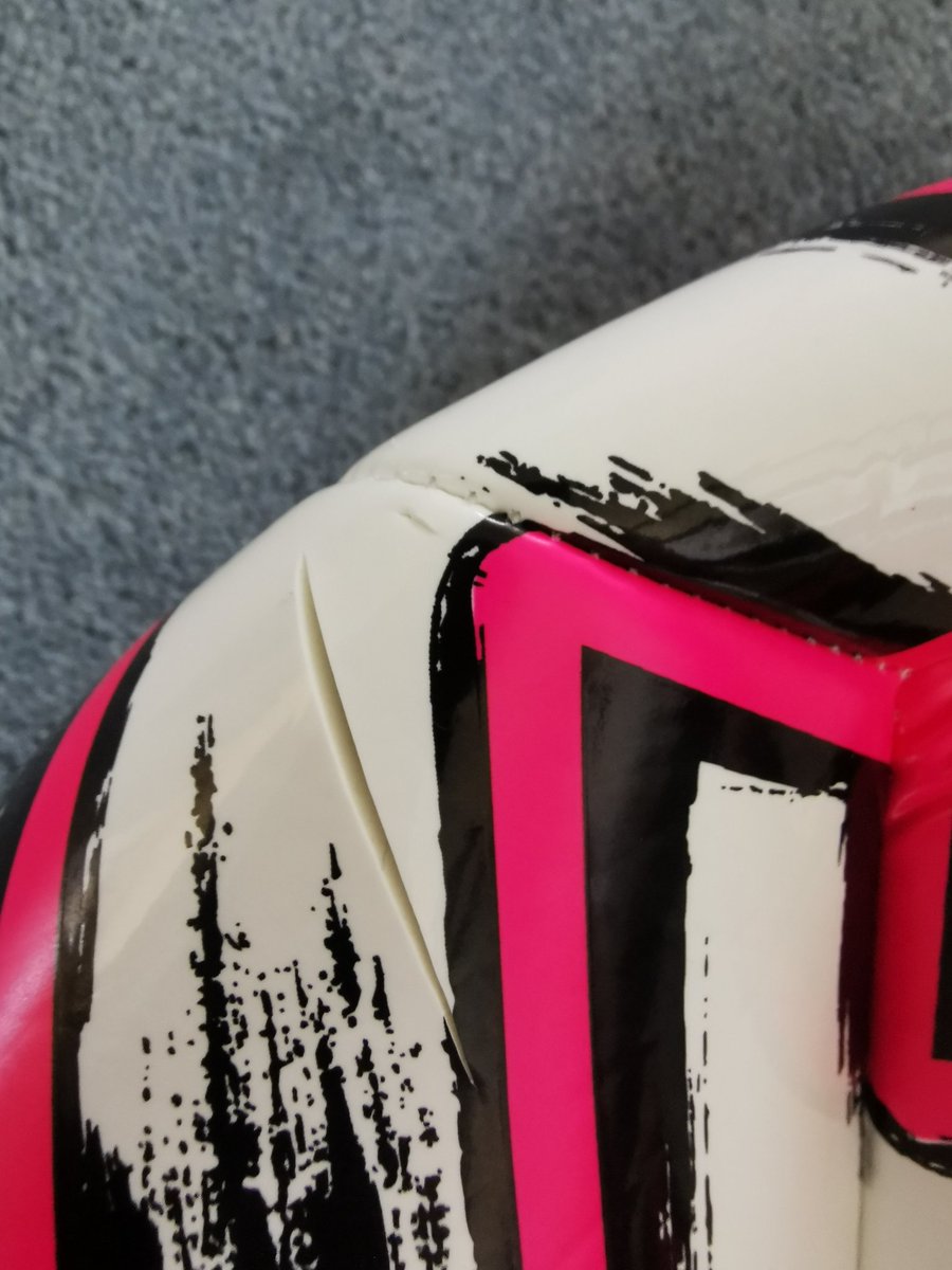 FrasersPringles's tweet photo. @SportsDirect_CS Very disappointed that the ball I ordered has arrived with 2 damaged areas. What's even more disappointing is that returns are at the cost of the customer. Not happy about this as the item is faulty and I'd like a replacement free of charge. https://t.co/hWp5ZOtMFA