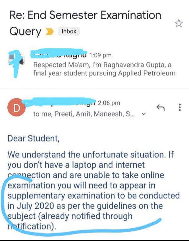 shahishivam2's tweet photo. Graduating studentsneed to have a laptop with mettle software,webcam and 512kbps internet speed to take our semester exams. Making students take their exam with such specifications is downright inappropriate.
@PMOIndia @drdhansinghuk @aajtak @indiatv @ZeeNews https://t.co/kz1MIeUrCV